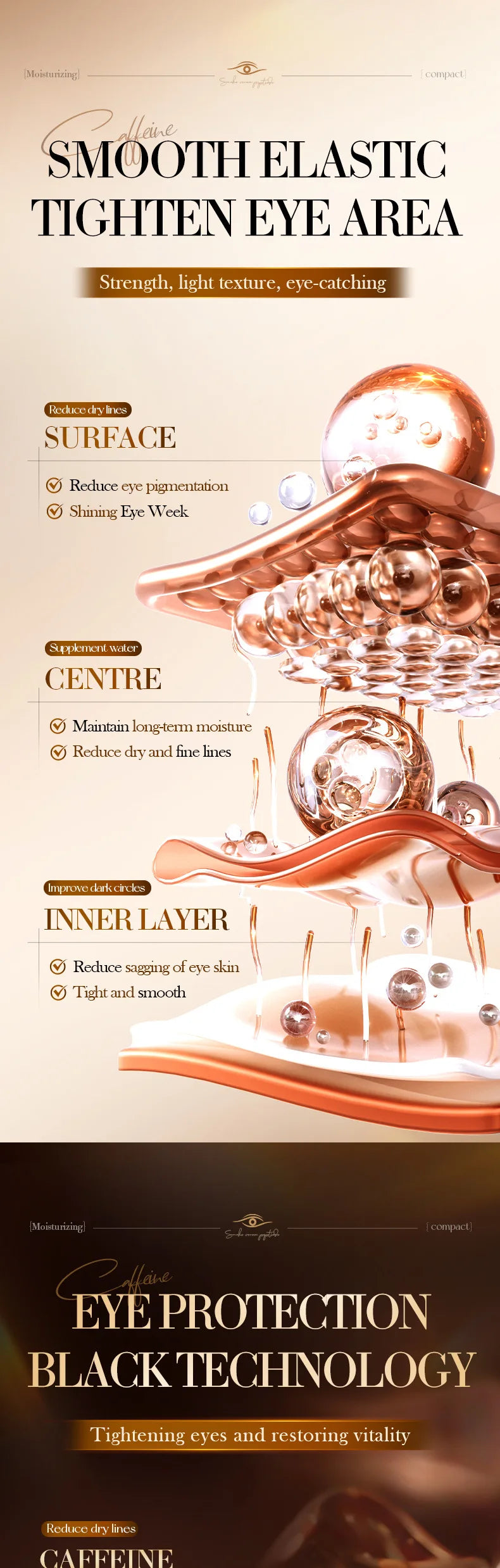 ritastic™ Fine Lines Caffeine Eye Cream with Massage Roller